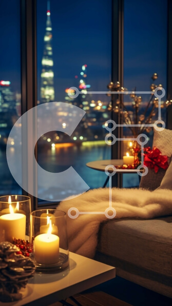 Intra Συλλεκτικό Ξύλινο Παζλ Plywood  4mm - Άνετο σαλόνι με κεριά και τζάκι Σε Ξύλινο Κουτί - Διαστάσεις Puzzle: 10x10 cm – 25 κομμάτια