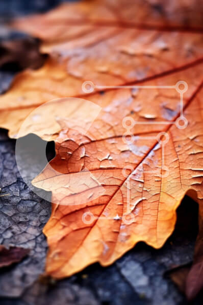 Σετ των 2 Intra Συλλεκτικό Ξύλινο Παζλ Plywood  4mm - Πορτοκαλί φύλλο στο έδαφος Σε Ξύλινο Κουτί - Διαστάσεις: 10x10 cm – 25 κομμάτια