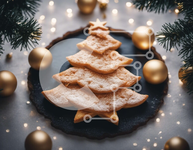 Intra Συλλεκτικό Ξύλινο Παζλ Plywood  4mm - Εορταστικό μπισκότο σε σχήμα χριστουγεννιάτικου δέντρου με χρυσά στολίδια Σε Ξύλινο Κουτί - Διαστάσεις: 10x10 cm – 25 κομμάτια