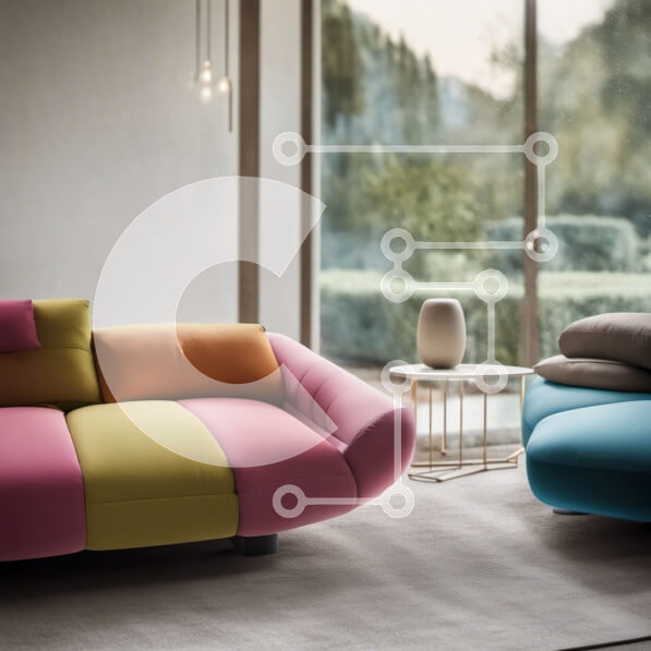 Intra Συλλεκτικό Ξύλινο Παζλ Plywood  4mm - Μοντέρνο σαλόνι με πολύχρωμο καναπέ και καρέκλες Σε Ξύλινο Κουτί - Διαστάσεις Puzzle: 10x10 cm – 25 κομμάτια