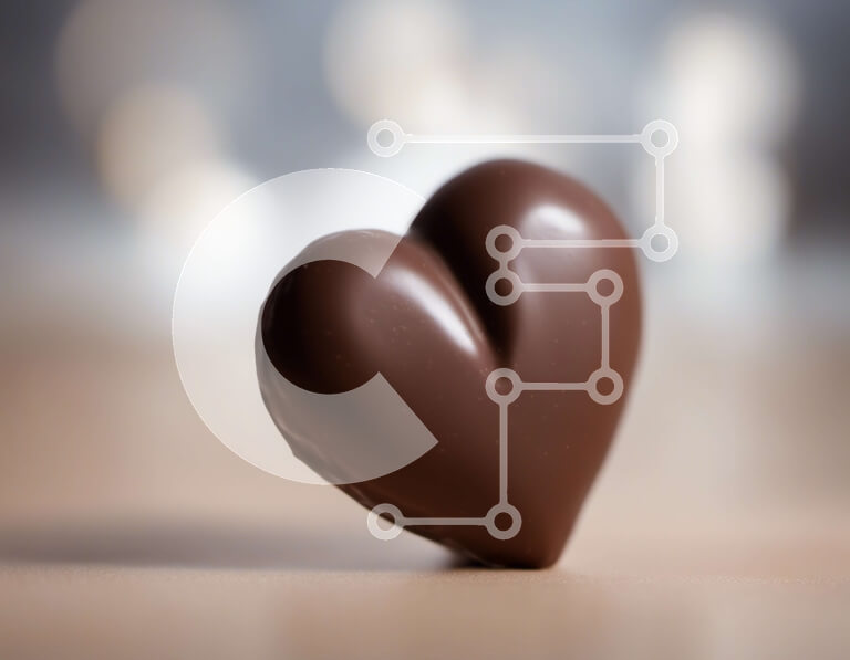 Σετ των 2 Intra Συλλεκτικό Ξύλινο Παζλ Plywood  4mm - Μπάρα μαύρης σοκολάτας σε σχήμα καρδιάς στο τραπέζι Σε Ξύλινο Κουτί - Διαστάσεις: 10x10 cm – 25 κομμάτια