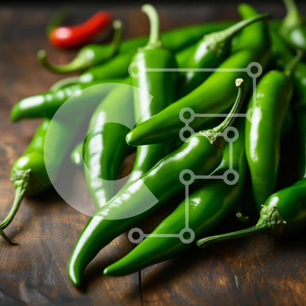 Σετ των 2 Intra Συλλεκτικό Ξύλινο Παζλ Plywood  4mm - Ομάδα πράσινων πιπεριών τσίλι σε ξύλινη επιφάνεια Σε Ξύλινο Κουτί - Διαστάσεις: 10x10 cm – 25 κομμάτια