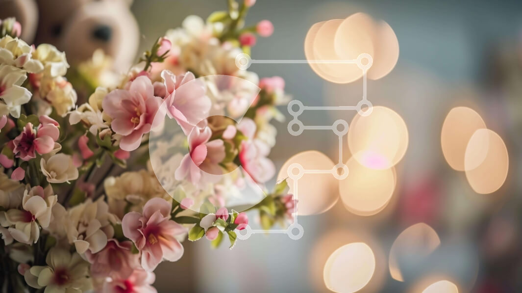 Intra Συλλεκτικό Ξύλινο Παζλ Plywood  4mm - Μπουκέτο με ροζ και λευκά λουλούδια με αρκουδάκια Σε Ξύλινο Κουτί - Διαστάσεις Puzzle: 10x10 cm – 25 κομμάτια