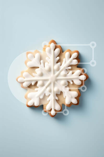 Σετ των 2 Intra Συλλεκτικό Ξύλινο Παζλ Plywood  4mm - Μπισκότο νιφάδα χιονιού με λευκό γλάσο σε υπόλευκο φόντο Σε Ξύλινο Κουτί - Διαστάσεις: 10x10 cm – 25 κομμάτια