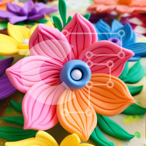 Intra Συλλεκτικό Ξύλινο Παζλ Plywood  4mm - Πολύχρωμα ειδώλια λουλουδιών στοιβαγμένα το ένα πάνω στο άλλο Σε Ξύλινο Κουτί - Διαστάσεις Puzzle: 10x10 cm – 25 κομμάτια