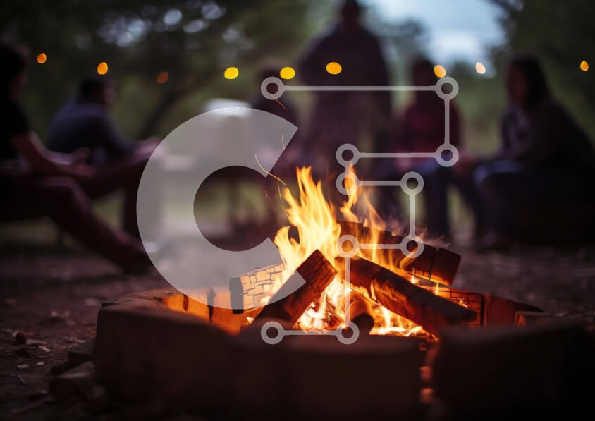 Intra Συλλεκτικό Ξύλινο Παζλ Plywood  4mm - Συγκέντρωση φωτιάς με φίλους Σε Ξύλινο Κουτί - Διαστάσεις Puzzle: 10x10 cm – 25 κομμάτια