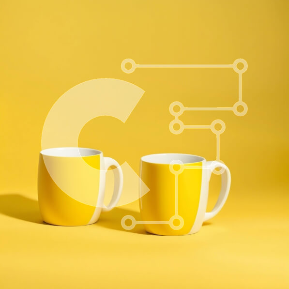 Intra Συλλεκτικό Ξύλινο Παζλ Plywood  4mm - Κομψές κίτρινες κούπες σε ζωντανό κίτρινο φόντο Σε Ξύλινο Κουτί - Διαστάσεις Puzzle: 10x10 cm – 25 κομμάτια