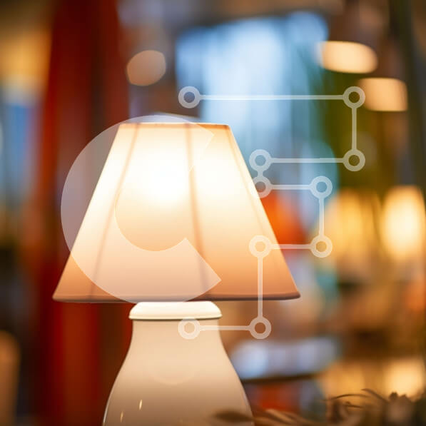 Intra Συλλεκτικό Ξύλινο Παζλ Plywood  4mm - Λευκό φωτιστικό σε ξύλινο τραπέζι με θολό φόντο Σε Ξύλινο Κουτί - Διαστάσεις Puzzle: 10x10 cm – 25 κομμάτια