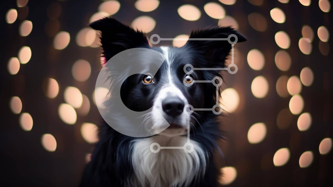 Σετ των 2 Intra Συλλεκτικό Ξύλινο Παζλ Plywood  4mm - Μαύρο και άσπρο σκυλί που κοιτάζει τα πολύχρωμα φώτα Σε Ξύλινο Κουτί - Διαστάσεις: 10x10 cm – 25 κομμάτια