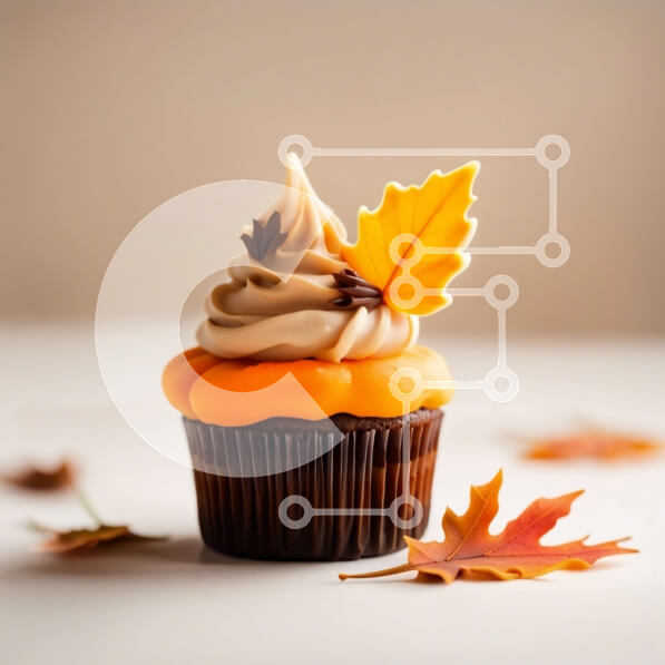 Σετ των 2 Intra Συλλεκτικό Ξύλινο Παζλ Plywood  4mm - Λαχταριστό Cupcake σοκολάτας με παγωμένο πορτοκάλι και φθινοπωρινή διακόσμηση Σε Ξύλινο Κουτί - Διαστάσεις: 10x10 cm – 25 κομμάτια