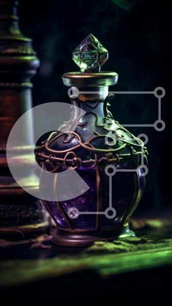 Intra Συλλεκτικό Ξύλινο Παζλ Plywood  4mm - Κομψό μωβ μπουκάλι αρώματος με περίπλοκα σχέδια Σε Ξύλινο Κουτί - Διαστάσεις Puzzle: 10x10 cm – 25 κομμάτια