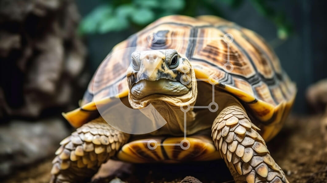 Σετ των 2 Intra Συλλεκτικό Ξύλινο Παζλ Plywood  4mm - Χελώνα που στέκεται στα πίσω πόδια σε terrarium με φυτά και βράχους Σε Ξύλινο Κουτί - Διαστάσεις: 10x10 cm – 25 κομμάτια