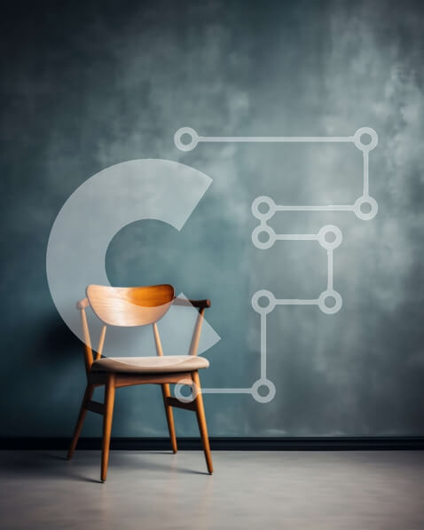 Intra Συλλεκτικό Ξύλινο Παζλ Plywood  4mm - Ξύλινη καρέκλα σε σκούρο μπλε δωμάτιο Σε Ξύλινο Κουτί - Διαστάσεις Puzzle: 10x10 cm – 25 κομμάτια