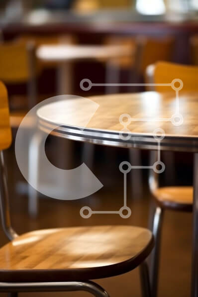 Intra Συλλεκτικό Ξύλινο Παζλ Plywood  4mm - Κοντινή εικόνα ενός ξύλινου τραπεζιού με τέσσερις καρέκλες σε ένα καλά φωτισμένο δωμάτιο Σε Ξύλινο Κουτί - Διαστάσεις Puzzle: 10x10 cm – 25 κομμάτια