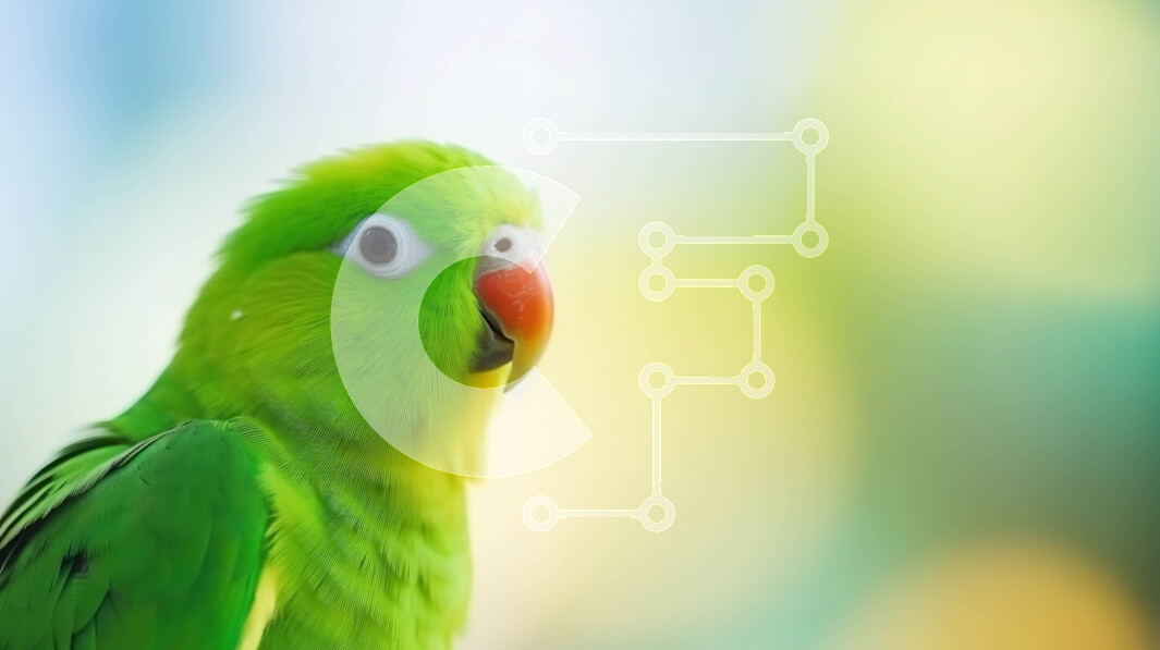 Σετ των 2 Intra Συλλεκτικό Ξύλινο Παζλ Plywood  4mm - Πράσινος παπαγάλος που στέκεται μπροστά από το θολό φόντο Σε Ξύλινο Κουτί - Διαστάσεις: 10x10 cm – 25 κομμάτια