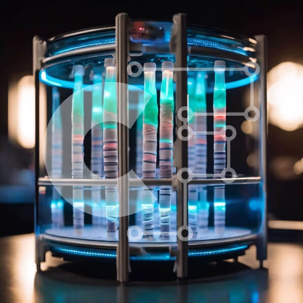 Intra Συλλεκτικό Ξύλινο Παζλ Plywood  4mm - Κυκλική επιστημονική συσκευή με σωλήνες και φώτα LED Σε Ξύλινο Κουτί - Διαστάσεις Puzzle: 10x10 cm – 25 κομμάτια