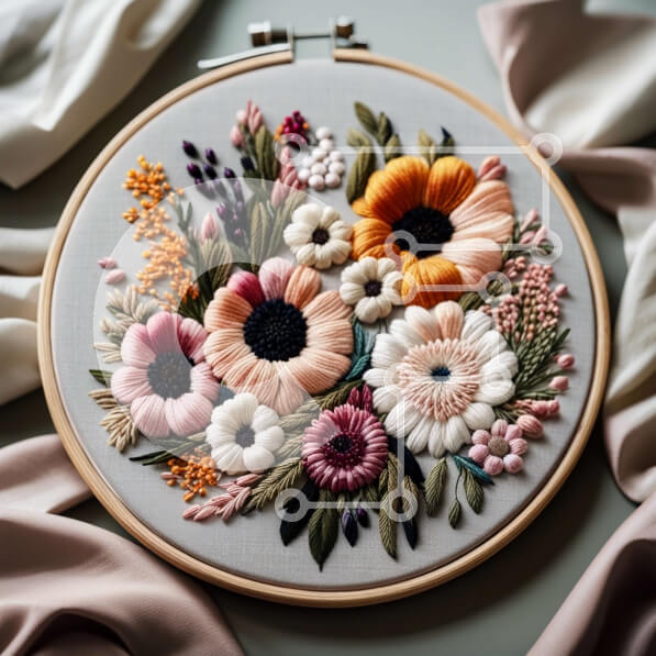 Σετ των 2 Intra Συλλεκτικό Ξύλινο Παζλ Plywood  4mm - Πολύχρωμο και ζωντανό σχέδιο κεντήματος με λουλούδια Σε Ξύλινο Κουτί - Διαστάσεις: 10x10 cm – 25 κομμάτια