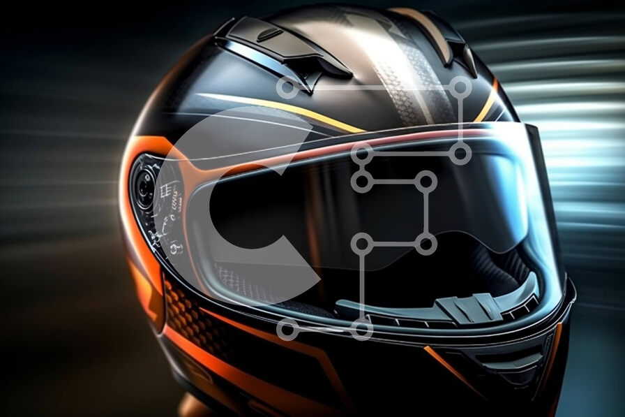 Intra Συλλεκτικό Ξύλινο Παζλ Plywood  4mm - Εικόνα υψηλής ποιότητας πορτοκαλί και μαύρο κράνους μοτοσυκλέτας με καθαρή προσωπίδα Σε Ξύλινο Κουτί - Διαστάσεις Puzzle: 10x10 cm – 25 κομμάτια