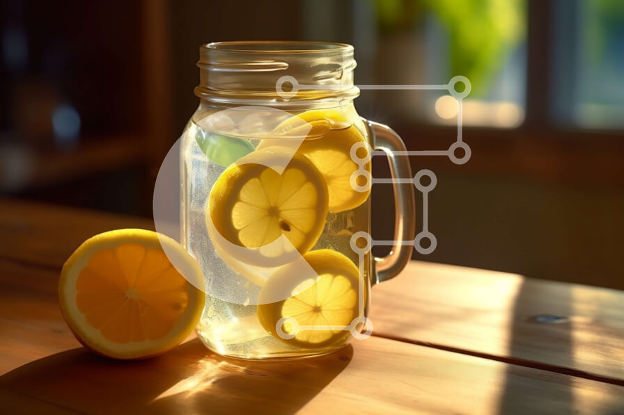 Σετ των 2 Intra Συλλεκτικό Ξύλινο Παζλ Plywood  4mm - Δροσιστική εικόνα κομμένων λεμονιών σε βάζο Mason Σε Ξύλινο Κουτί - Διαστάσεις: 10x10 cm – 25 κομμάτια