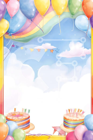 Intra Συλλεκτικό Ξύλινο Παζλ Plywood  4mm - Πολύχρωμο πλαίσιο γενεθλίων με μπαλόνια και κέικ Σε Ξύλινο Κουτί - Διαστάσεις: 10x10 cm – 25 κομμάτια