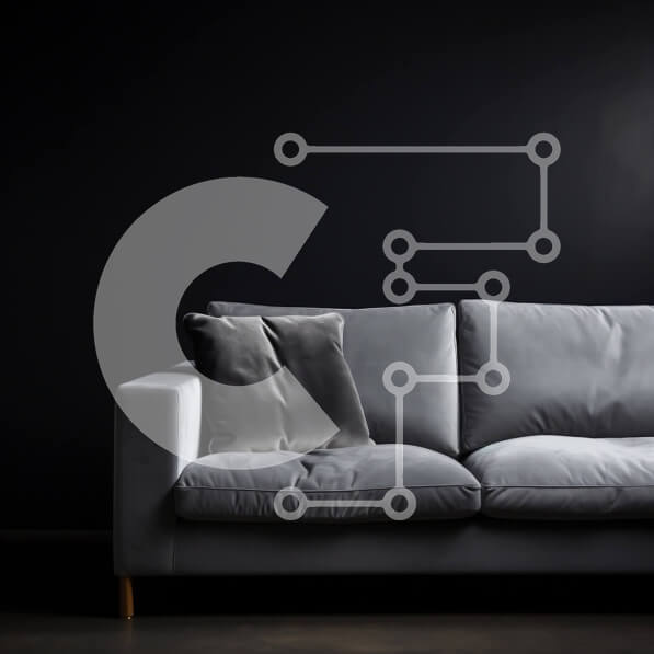 Intra Συλλεκτικό Ξύλινο Παζλ Plywood  4mm - Γκρι καναπές με λευκό μαξιλάρι σε μινιμαλιστικό εσωτερικό Σε Ξύλινο Κουτί - Διαστάσεις Puzzle: 10x10 cm – 25 κομμάτια