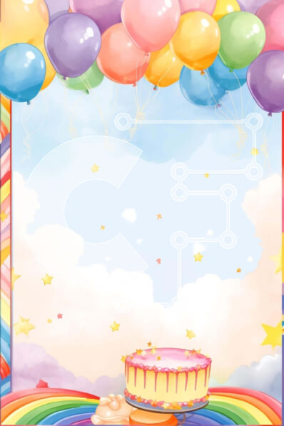 Intra Συλλεκτικό Ξύλινο Παζλ Plywood  4mm - Πολύχρωμο πλαίσιο γενεθλίων με μπαλόνια, τούρτα και αστέρια Σε Ξύλινο Κουτί - Διαστάσεις: 10x10 cm – 25 κομμάτια