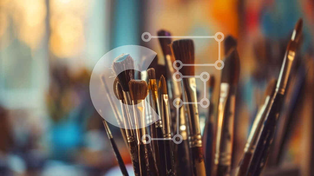 Intra Συλλεκτικό Ξύλινο Παζλ Plywood  4mm - Διάφορα πινέλα ζωγραφικής σε φλιτζάνι για ζωγραφική και σχέδιο Σε Ξύλινο Κουτί - Διαστάσεις Puzzle: 10x10 cm – 25 κομμάτια