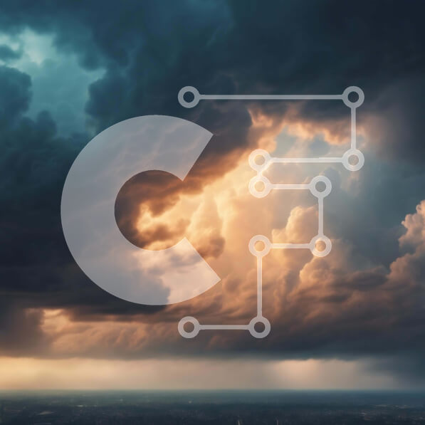 Intra Συλλεκτικό Ξύλινο Παζλ Plywood  4mm - Συννεφιασμένος ουρανός με σκοτεινά σύννεφα πάνω από την πόλη Σε Ξύλινο Κουτί - Διαστάσεις Puzzle: 10x10 cm – 25 κομμάτια