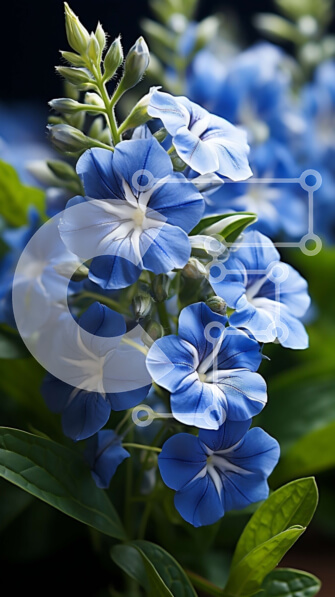 Σετ των 2 Intra Συλλεκτικό Ξύλινο Παζλ Plywood  4mm - Όμορφη κινηματογράφηση σε πρώτο πλάνο ενός μπλε λουλουδιού με λευκά πέταλα και πράσινα φύλλα Σε Ξύλινο Κουτί - Διαστάσεις: 10x10 cm – 25 κομμάτια