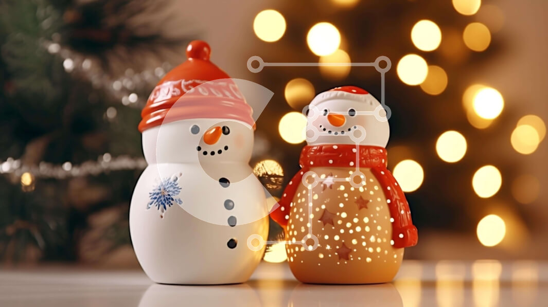 Intra Συλλεκτικό Ξύλινο Παζλ Plywood  4mm - Χριστούγεννα χιονάνθρωποι που γιορτάζουν με ένα γιορτινό δέντρο Σε Ξύλινο Κουτί - Διαστάσεις: 10x10 cm – 25 κομμάτια