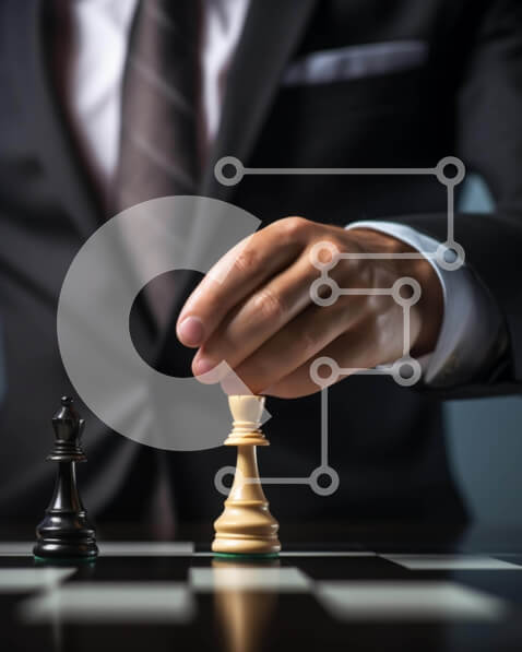 Intra Συλλεκτικό Ξύλινο Παζλ Plywood  4mm - Επιχειρηματίας που παίζει σκάκι με ένα πιόνι πάνω από ένα άλλο κομμάτι Σε Ξύλινο Κουτί - Διαστάσεις Puzzle: 10x10 cm – 25 κομμάτια