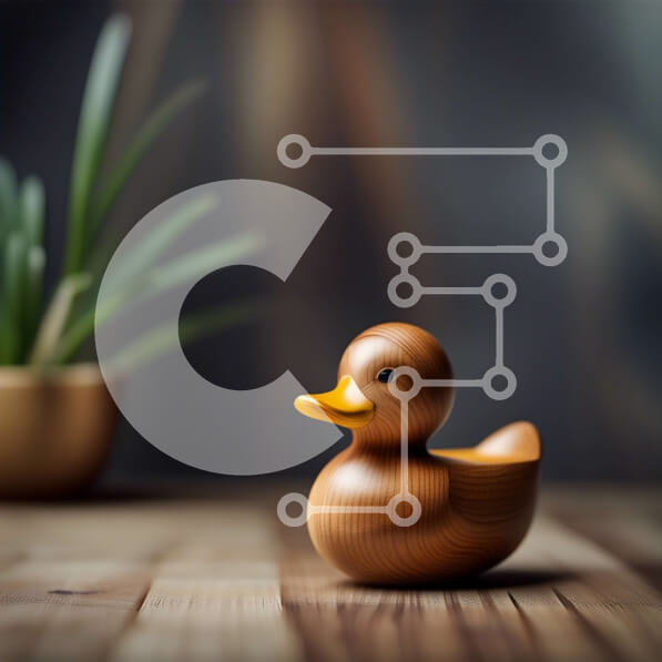 Intra Συλλεκτικό Ξύλινο Παζλ Plywood  4mm - Όμορφη εικόνα μιας μικρής ξύλινης πάπιας σε ένα τραπέζι με ένα φυτό σε γλάστρα Σε Ξύλινο Κουτί - Διαστάσεις: 10x10 cm – 25 κομμάτια