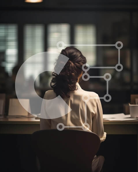 Intra Συλλεκτικό Ξύλινο Παζλ Plywood  4mm - Γυναίκα που κάθεται στο γραφείο στο γραφείο ή στο χώρο εργασίας Σε Ξύλινο Κουτί - Διαστάσεις Puzzle: 10x10 cm – 25 κομμάτια