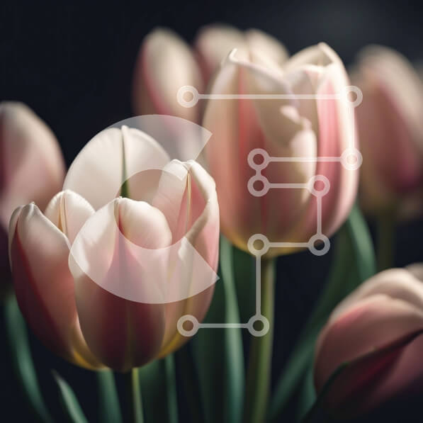 Intra Συλλεκτικό Ξύλινο Παζλ Plywood  4mm - Όμορφη εικόνα με ροζ τουλίπες σε σκούρο φόντο Σε Ξύλινο Κουτί - Διαστάσεις: 10x10 cm – 25 κομμάτια