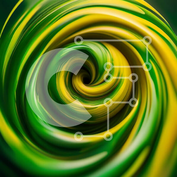 Intra Συλλεκτικό Ξύλινο Παζλ Plywood  4mm - Δονούμενη εικόνα ενός πράσινου και κίτρινου στροβιλισμού Σε Ξύλινο Κουτί - Διαστάσεις Puzzle: 10x10 cm – 25 κομμάτια