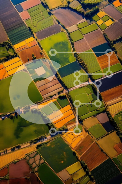 Intra Συλλεκτικό Ξύλινο Παζλ Plywood  4mm - Όμορφη εναέρια λήψη ενός αγροτικού τοπίου με καταπράσινα χωράφια και δέντρα Σε Ξύλινο Κουτί - Διαστάσεις Puzzle: 10x10 cm – 25 κομμάτια