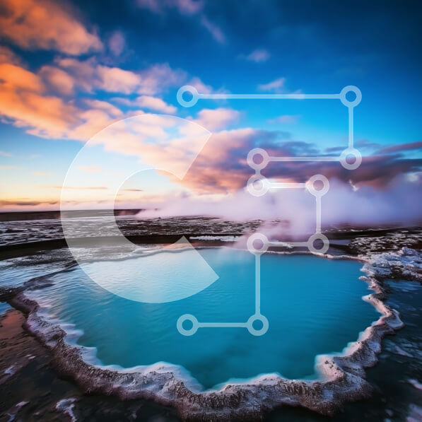 Intra Συλλεκτικό Ξύλινο Παζλ Plywood  4mm - Εκπληκτική εικόνα της Blue Hot Spring στο βραχώδες τοπίο Σε Ξύλινο Κουτί - Διαστάσεις: 10x10 cm – 25 κομμάτια