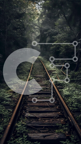 Σετ των 2 Intra Συλλεκτικό Ξύλινο Παζλ Plywood  4mm - Εγκαταλελειμμένη γραμμή τρένου στο δάσος Σε Ξύλινο Κουτί - Διαστάσεις: 10x10 cm – 25 κομμάτια