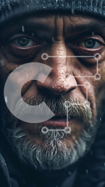 Intra Συλλεκτικό Ξύλινο Παζλ Plywood  4mm - Πορτρέτο ενός ηλικιωμένου στη βροχή με τα χέρια στις τσέπες Σε Ξύλινο Κουτί - Διαστάσεις Puzzle: 10x10 cm – 25 κομμάτια