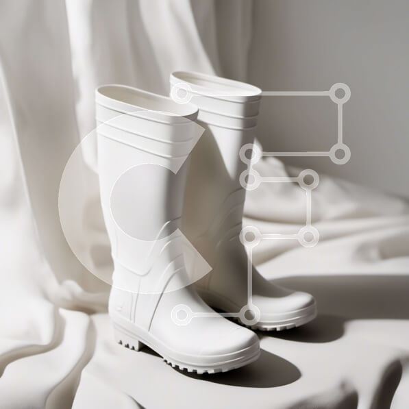 Σετ των 2 Intra Συλλεκτικό Ξύλινο Παζλ Plywood  4mm - Κομψές λευκές μπότες από καουτσούκ σε ύφασμα Σε Ξύλινο Κουτί - Διαστάσεις: 10x10 cm – 25 κομμάτια