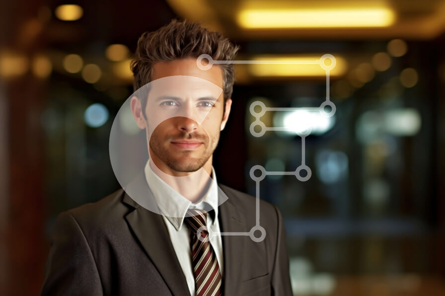 Intra Συλλεκτικό Ξύλινο Παζλ Plywood  4mm - Σοβαρός επιχειρηματίας με κοστούμι και γραβάτα κοιτάζοντας την κάμερα Σε Ξύλινο Κουτί - Διαστάσεις Puzzle: 10x10 cm – 25 κομμάτια