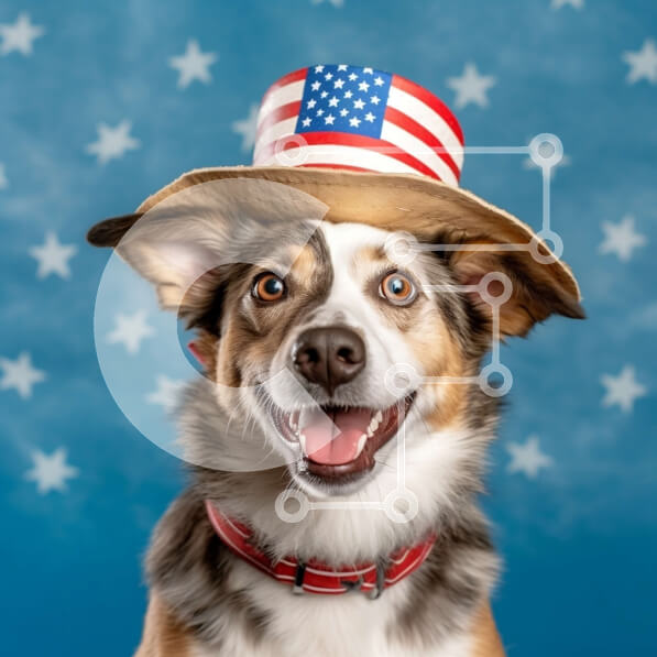 Intra Συλλεκτικό Ξύλινο Παζλ Plywood  4mm - Αξιολάτρευτη εικόνα ενός ευτυχισμένου σκύλου με πατριωτικό καπέλο Σε Ξύλινο Κουτί - Διαστάσεις: 10x10 cm – 25 κομμάτια