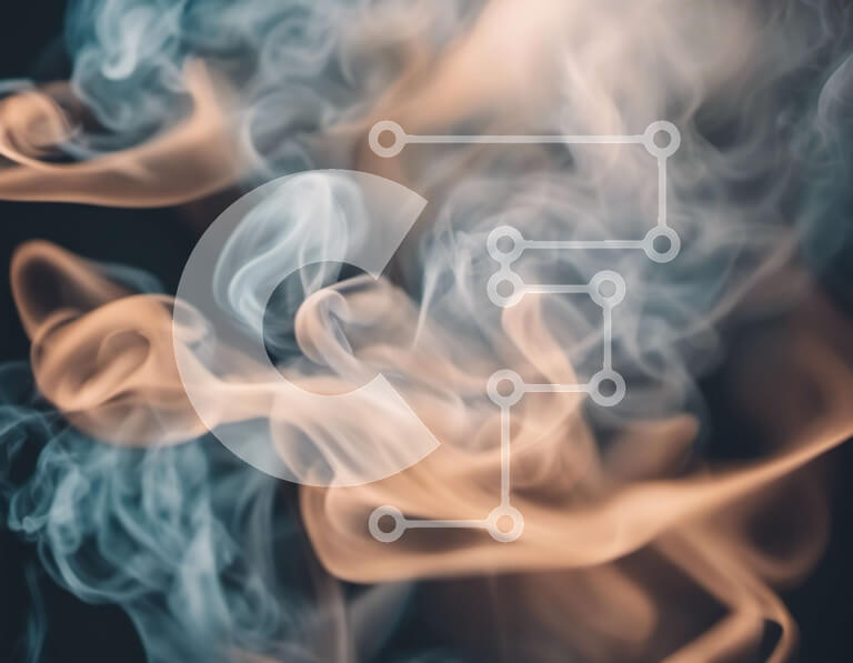 Intra Συλλεκτικό Ξύλινο Παζλ Plywood  4mm - Αφηρημένο μπλε και πορτοκαλί καπνό στροβιλίζεται σε μαύρο φόντο Σε Ξύλινο Κουτί - Διαστάσεις Puzzle: 10x10 cm – 25 κομμάτια