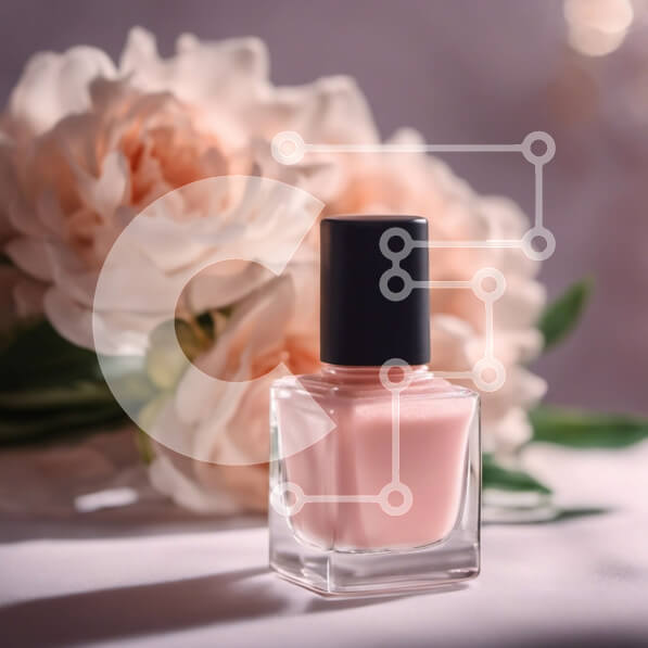 Σετ των 2 Intra Συλλεκτικό Ξύλινο Παζλ Plywood  4mm - Ροζ μπουκάλι βερνικιού νυχιών σε λευκό φόντο με λουλούδια Σε Ξύλινο Κουτί - Διαστάσεις: 10x10 cm – 25 κομμάτια