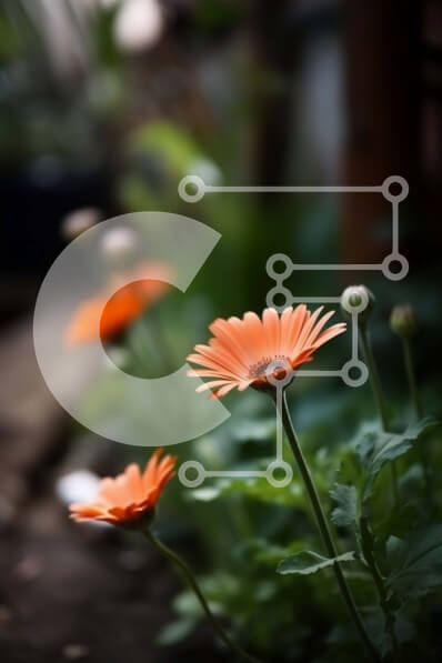 Σετ των 2 Intra Συλλεκτικό Ξύλινο Παζλ Plywood  4mm - Όμορφη φωτογραφία από κοντά με πορτοκαλί μαργαρίτες σε πλήρη άνθιση Σε Ξύλινο Κουτί - Διαστάσεις: 10x10 cm – 25 κομμάτια