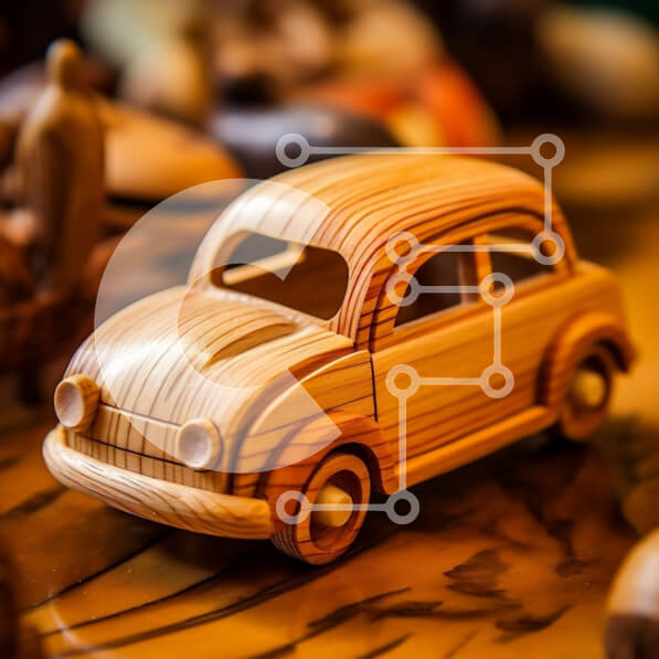 Intra Συλλεκτικό Ξύλινο Παζλ Plywood  4mm - Ξύλινο αυτοκίνητο παιχνιδιών σε ξύλινη επιφάνεια Σε Ξύλινο Κουτί - Διαστάσεις: 10x10 cm – 25 κομμάτια