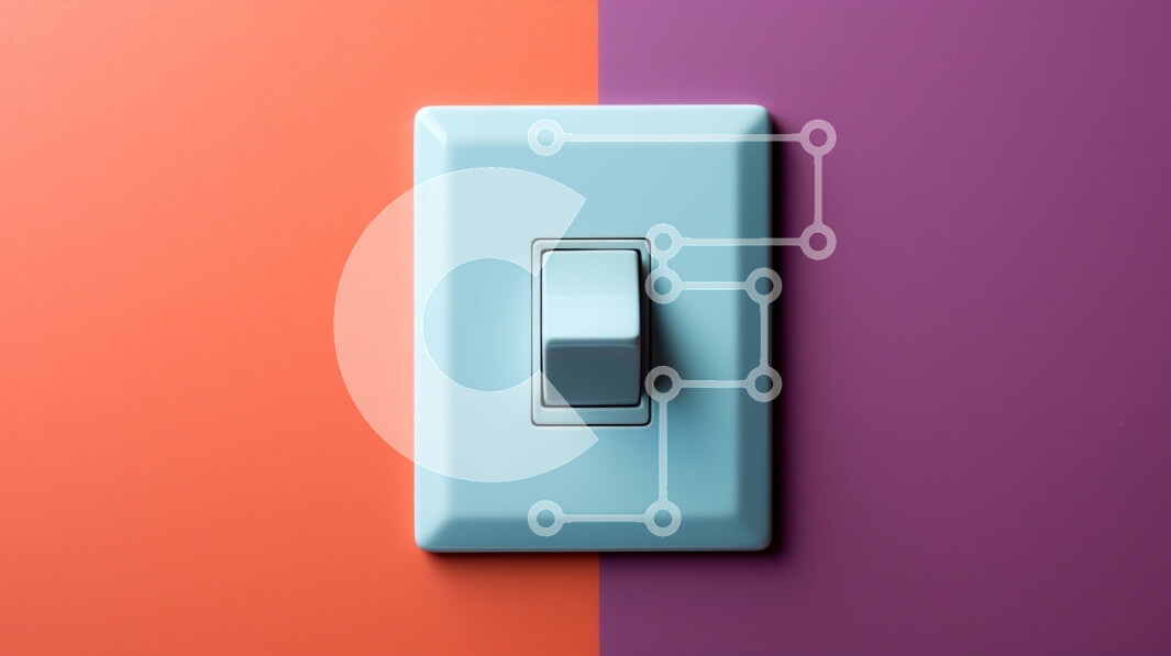 Intra Συλλεκτικό Ξύλινο Παζλ Plywood  4mm - Διακόπτης φωτός σε πολύχρωμο τοίχο με μπλε και μωβ Σε Ξύλινο Κουτί - Διαστάσεις: 10x10 cm – 25 κομμάτια