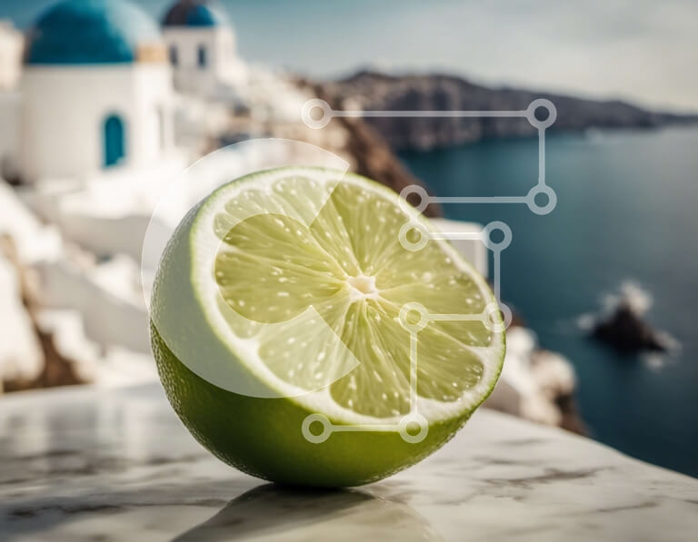 Intra Συλλεκτικό Ξύλινο Παζλ Plywood  4mm - Lime Slice σε μαρμάρινο πάγκο με θέα στον ωκεανό Σε Ξύλινο Κουτί - Διαστάσεις Puzzle: 10x10 cm – 25 κομμάτια