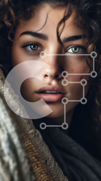 Intra Συλλεκτικό Ξύλινο Παζλ Plywood  4mm - Όμορφο πορτρέτο μιας νεαρής γυναίκας με σγουρά μαλλιά και πράσινα μάτια Σε Ξύλινο Κουτί - Διαστάσεις Puzzle: 10x10 cm – 25 κομμάτια