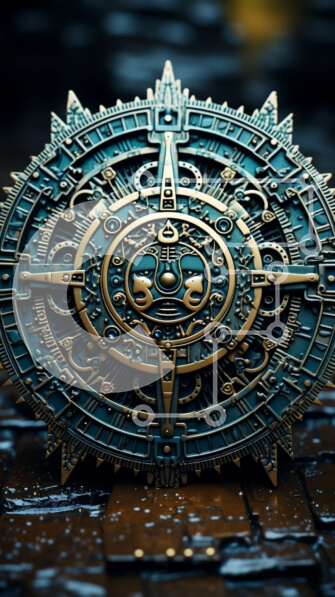 Intra Συλλεκτικό Ξύλινο Παζλ Plywood  4mm - Περίπλοκη πέτρα ημερολογίου Αζτέκων με γλυπτά θεών, ζώων και ουράνιων σωμάτων Σε Ξύλινο Κουτί - Διαστάσεις Puzzle: 10x10 cm – 25 κομμάτια